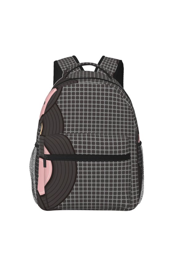 Vinyl Records Backpack, a stylish and functional choice for both men and women, is the perfect basic bookbag for college, work, or travel