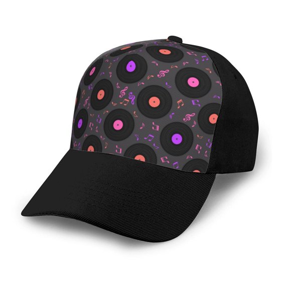 Xecao Vinyl Records Musical Notes print unisex vintage washed baseball cap, a soft and adjustable hat perfect for any casual style.