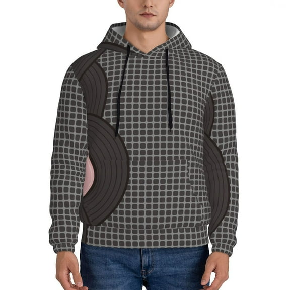 Xecao Vinyl Records Pattern Men's Adult Pullover Hoodie,Hooded Sweatshirt-X-Large