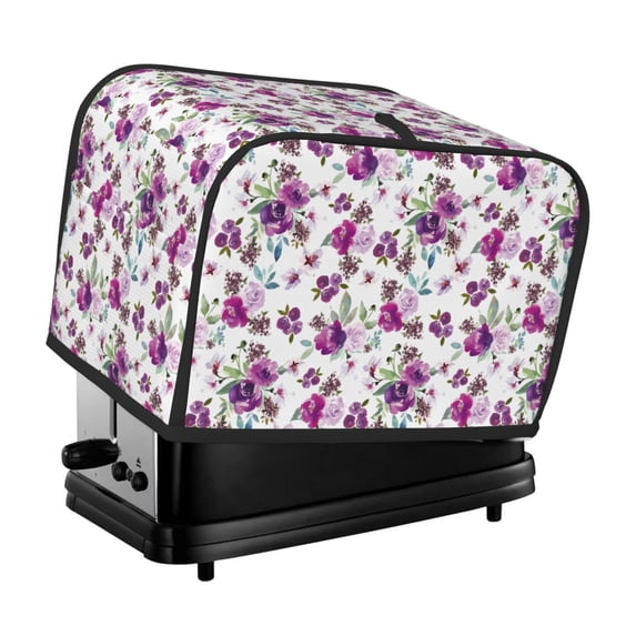 Xecao Violets Flowers Print 2 Slice Toaster Cover with Pockets, Small Appliance Cover, Dust and Fingerprint Protection, Machine Washable