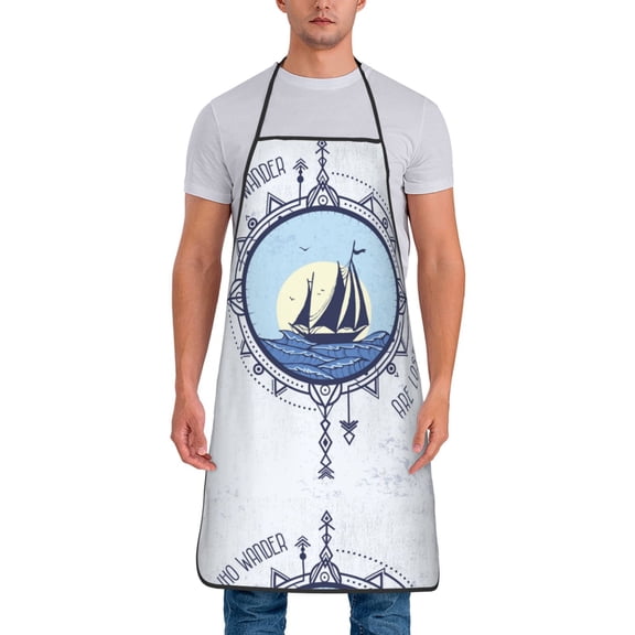 Xecao Not All Who Wander Are Lost2 Print Funny BBQ Chef Aprons for Men Women,Adjustable Kitchen Cooking Aprons with Pocket Waterproof Oil Proof No Pilling Fading