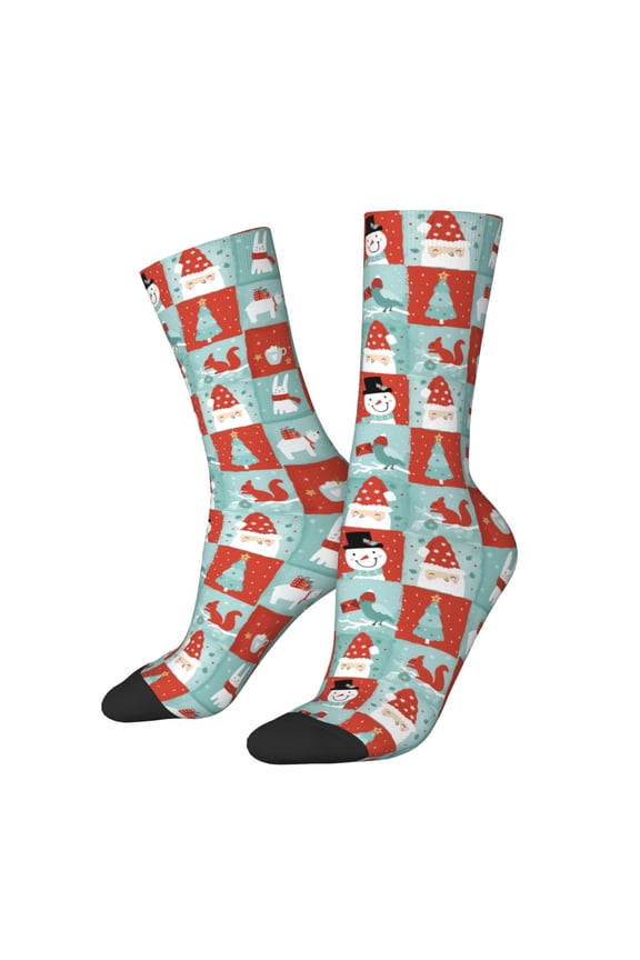 Warm Christmas Memories Pattern Sport Socks for Women and Men Crew Socks Sporty Calf Socks Casual Socks