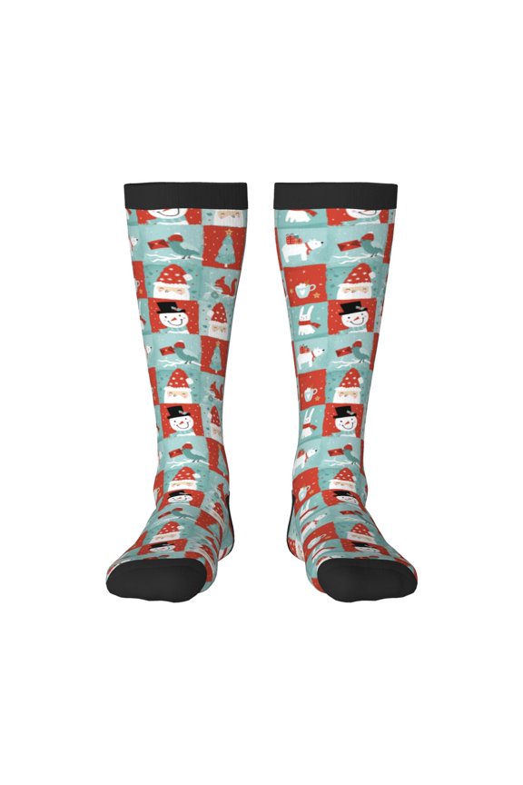 Warm Christmas Memories Print Compression Socks for Both Men And Women for Running, Travel, Flight, Nurse