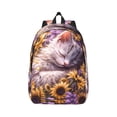 thumbnail image 1 of Xecao Warm Sunflower Sleeping Cat for Canvas College Laptop Backpack, Durable Rucksack Travel Notebook Bag School Backpack Book Bag for Men Women, 1 of 8