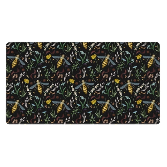 Xecao Wasp and Florals for Waterproof Mouse Pad - Extended Contour Mouse Mat, Large Gaming Mousepad Laptop Keyboard Mat with Non-Slip Rubber Base
