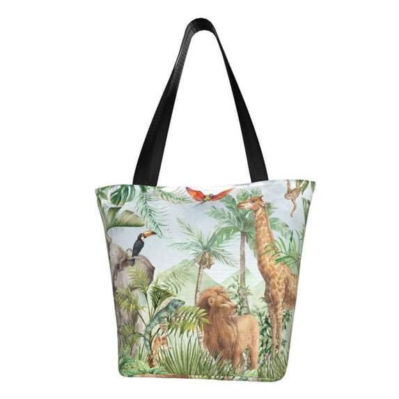 Xecao Watercolor African Animals Wildlife for Tote Bag for Women -Tote Shoulder Bag with A Little Pocket Inside, Perfect for Travel and Work.
