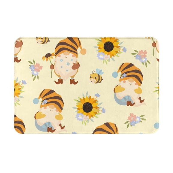 Xecao Watercolor Bee Honey Honeycomb Bee print Flannel Mat: Non-slip, 16x24in. Ideal for kitchen, bedroom, bath & living room.