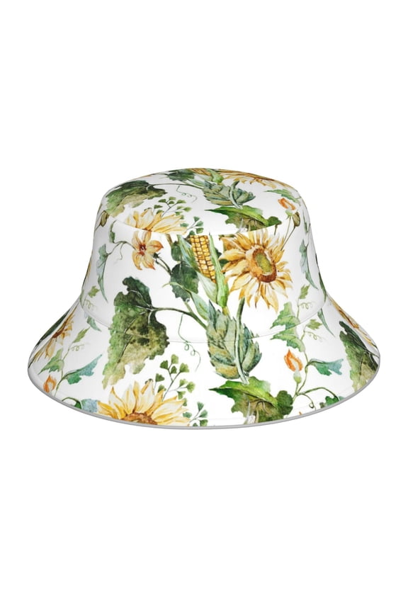 Watercolor Bright Sunflowers Print Men and Women Night Reflective Hat Runner Cap Visor Bucket Hat Boonie Cap