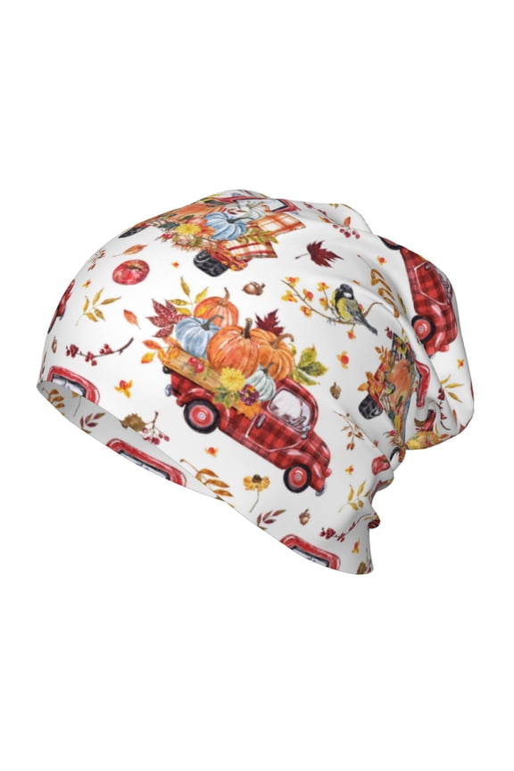 Watercolor Fall Print Beanie Hat Toddler Girls Boys, Baby Hats Winter Warm Knitted Thermal, Kids Winter Caps