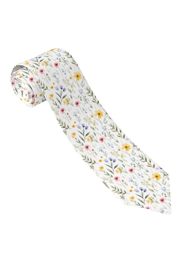 Watercolor Floral A Print Tie For Men Necktie Woven Jacquard Neck Ties,Classic Men's Tie