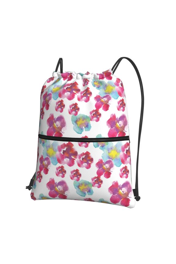 Watercolor Flowers for Drawstring Bags,Pull String Backpack Bags,String Bag Sackpack