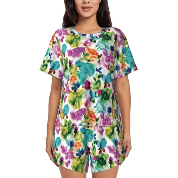 Xecao Watercolor Flowers print Swimsuit for women, Summer-ready, sporty style.Quick-dry fabric. Many sizes & colors.