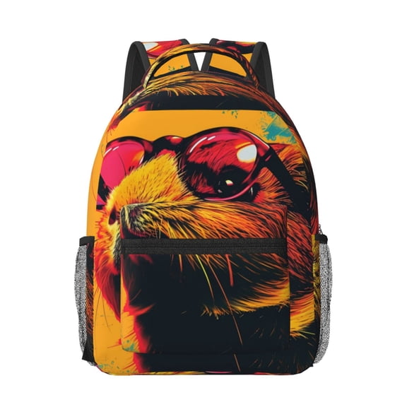 Xecao Watercolor Glasses Guinea Pig Travel Backpack: A spacious, stylish computer backpack ideal for men and women, perfect for college, school, or daily travels