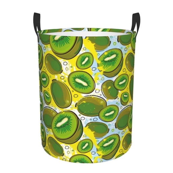 Xecao Watercolor Kiwi Fruits Summer Print Laundry Hamper Basket,designed for Blanket Storage and Nursery Clothes in the Bedroom
