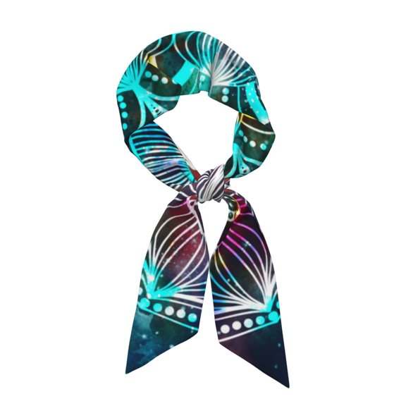 Xecao Watercolor Mandala Pattern Large Satin Head Scarf - Satin Hair Scarves Silk Bandana Scarf Headscarf Silk Feeling Scarf for Women