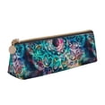 thumbnail image 1 of Xecao Watercolor Mandala Print Leather Pencil Case -Stationery Bag Pen Holder for Work & Office, 1 of 5