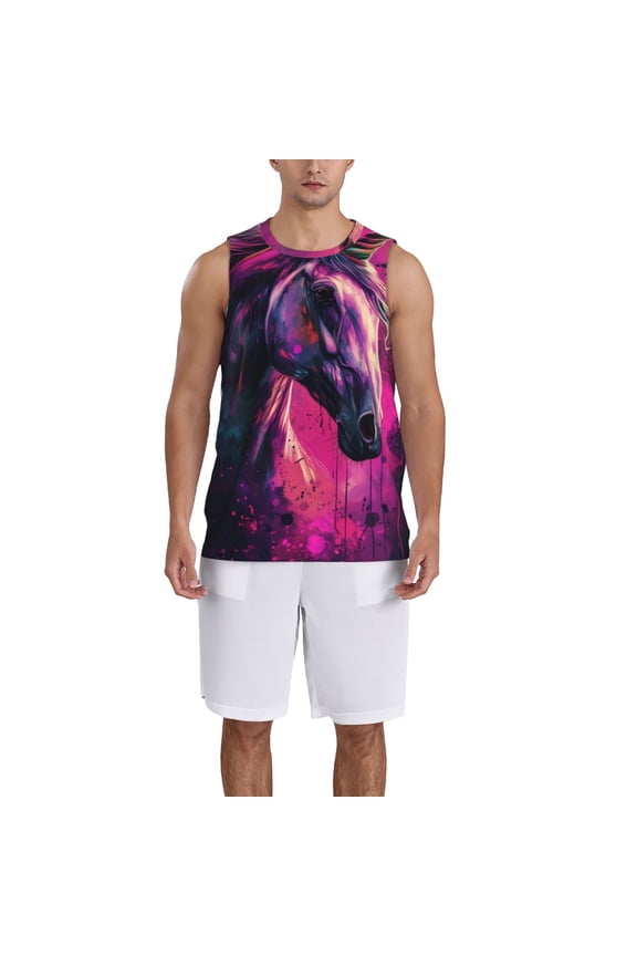 Watercolor Painting White Horse print basketball shirt for both men and women, a unisex basketball jersey perfect for theme parties-XX-Large