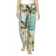 thumbnail image 1 of Xecao Watercolor Palm Tree Women's Straight Lounge Pajama Pants: The Epitome of Relaxed Sleepwear, 1 of 9