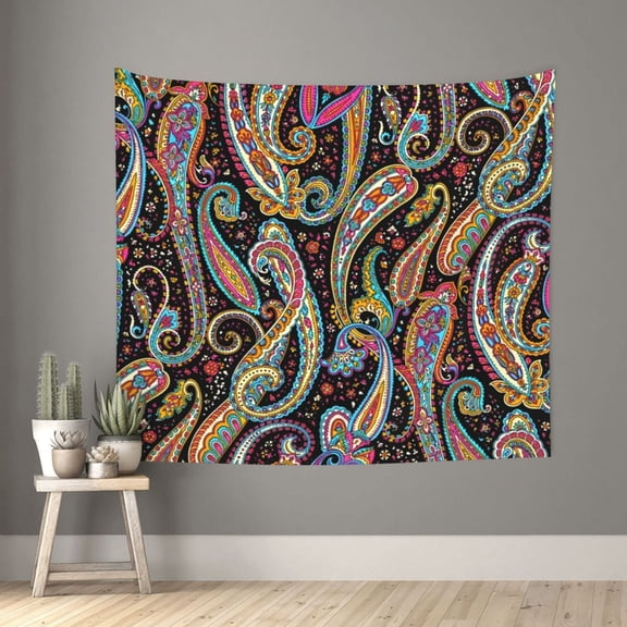 Xecao Watercolor Romantic Paisley patten Tapestry 60x51 Inches Wall Hanging Poster Tapestry for Living Room Bedroom Home Decor