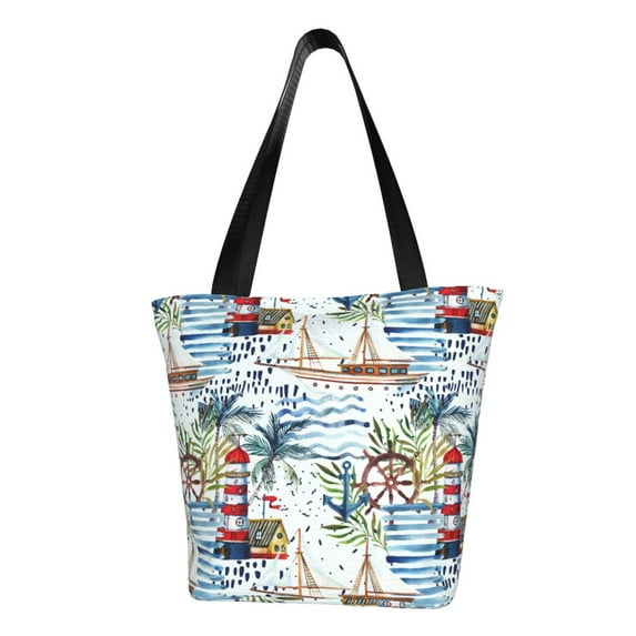 Xecao Watercolor Sailboat for Tote Bag for Women -Tote Shoulder Bag with A Little Pocket Inside, Perfect for Travel and Work.