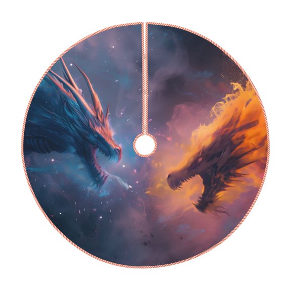 Xecao Watercolor Sky Dragon Pattern Christmas Tree Skirt Holiday Part Decorations for Christmas Tree, Farmhouse Christmas Decor Xmas Holiday Home Party Decorations-36"