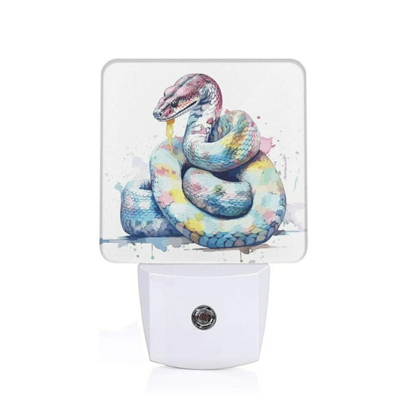 Xecao Watercolor Snake for Night Light - a Wall-mounted LED Fixture with A Dusk-to-dawn Sensor, Ideal for Bedrooms, Bathrooms, Hallways, and Kitchens-EU