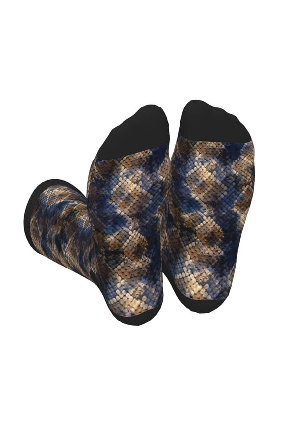Watercolor Snake Skin Print Crew Socks for Men and Women, Men's Soft Moisture-wicking Sock