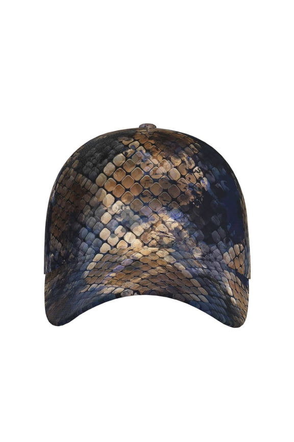 Watercolor Snake Skin for Baseball Cap: Unisex, crafted from classic polyester twill fabric, featuring a soft unconstructed design