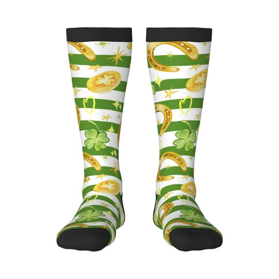 Xecao Watercolor St Patrick Day print thigh-high socks, crafted for both men and women with a stretchy, high-opaque design perfect for daily wear