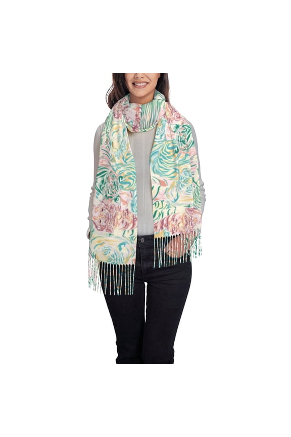Watercolor Tiger Pattern Womens Winter Scarf Fall Scarf Oversized Large Scarf for Women Warm Shawl Wrap