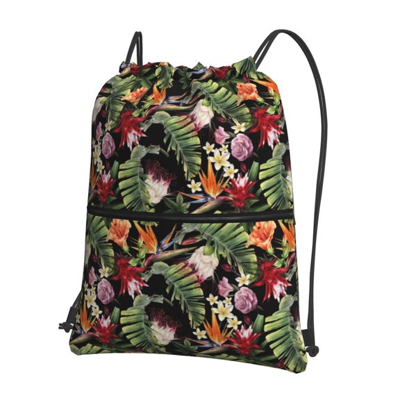 Xecao Watercolor Tropical Flowers for Drawstring Bags,Pull String Backpack Bags,String Bag Sackpack