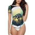 thumbnail image 1 of The Xecao Watercolor Turtle3 Women's Crew Neck Body Suit, a short-sleeved bodysuit and basic swimsuit, both comfort and style for dating and daily life, 1 of 1