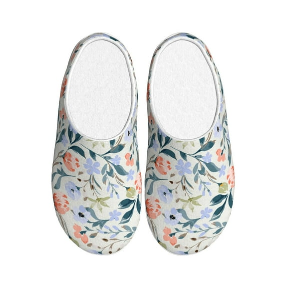 Xecao Watercolor Wildflowers 1 Print Cotton Slippers Fuzzy Warm Cozy Slippers Non Slip House Slippers For Indoor Outdoor Cotton Slippers House Slippers-35/36