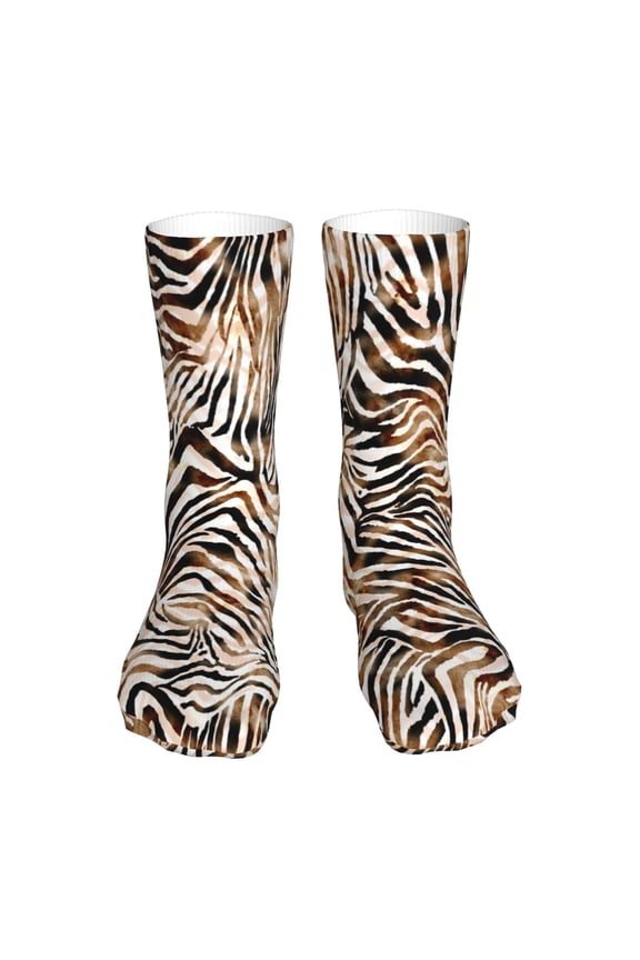 Watercolor Zebra Print Fashion No Heel Casual Crew Socks Cushioned Breathable for Men Women - Moisture wicking,Not easy to fade Suitable for daily