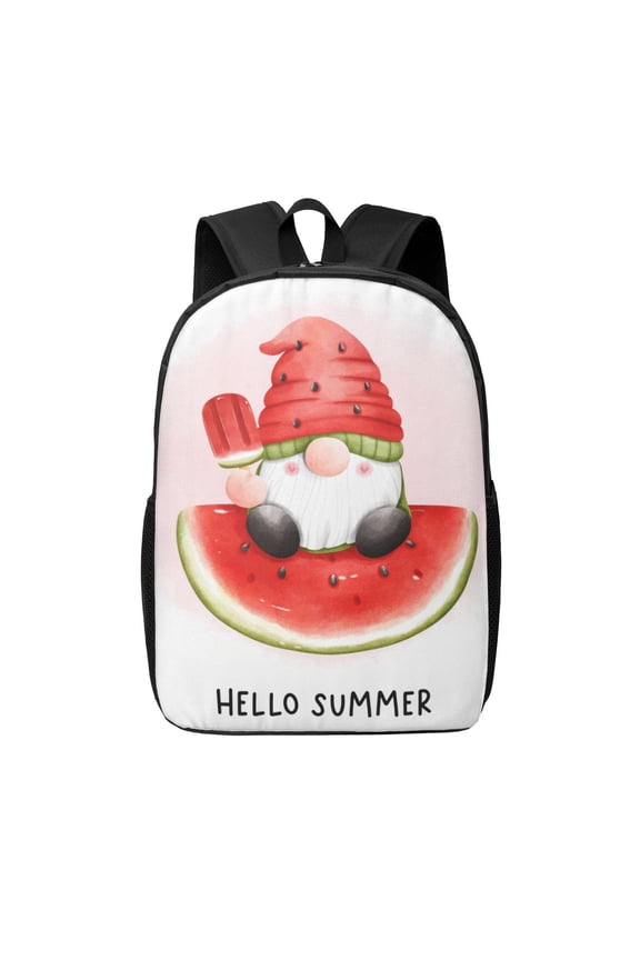 Watermelon Gnome print Travel Backpack, Large Computer Backpack for Men Women, College School Rucksack Book Bag