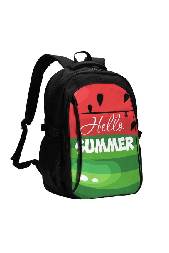 Watermelon Hello Summer for Travel Laptop Backpack, USB-Charging-Enabled, Spacious Business Backpack for Men and Women,College School Computer Bag