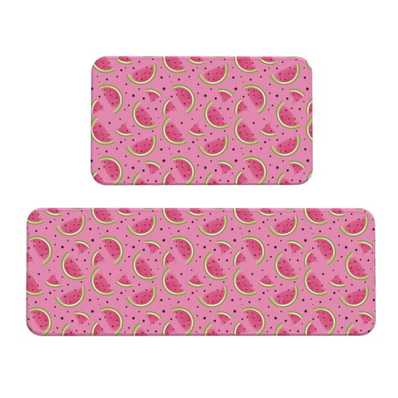 Xecao Watermelon Patten Kitchen Rugs and Mats Sets,2 Pieces Non-Slip Washable Rugs, Kitchen Mat for Floor,Suit for Kitchen Decor and Accessories