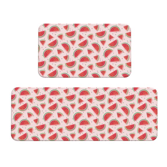 Xecao Watermelon Patten Kitchen Rugs and Mats Sets,2 Pieces Non-Slip Washable Rugs, Kitchen Mat for Floor,Suit for Kitchen Decor and Accessories