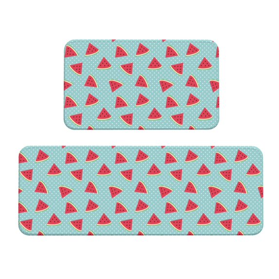 Xecao Watermelon Patten Kitchen Rugs and Mats Sets,2 Pieces Non-Slip Washable Rugs, Kitchen Mat for Floor,Suit for Kitchen Decor and Accessories
