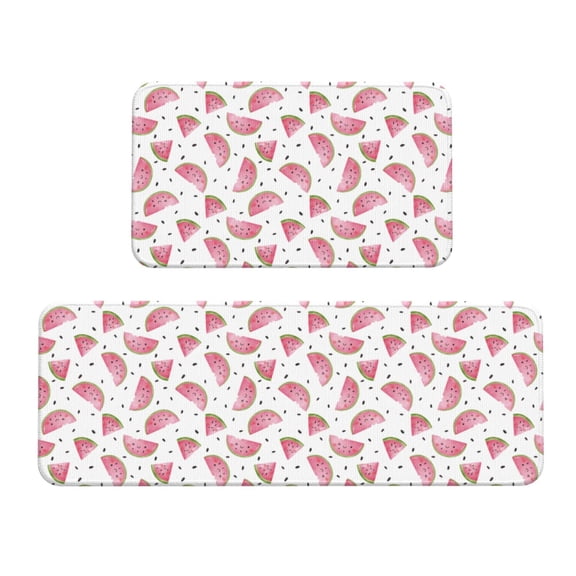 Xecao Watermelon Patten Kitchen Rugs and Mats Sets,2 Pieces Non-Slip Washable Rugs, Kitchen Mat for Floor,Suit for Kitchen Decor and Accessories