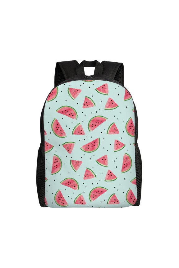 Watermelon Print School Backpack with Laptop Compartment Small Travel Laptop Backpack for Women Men Waterproof College Backpack Simple School Bag
