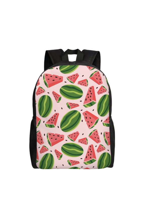 Watermelon Print School Backpack with Laptop Compartment Small Travel Laptop Backpack for Women Men Waterproof College Backpack Simple School Bag