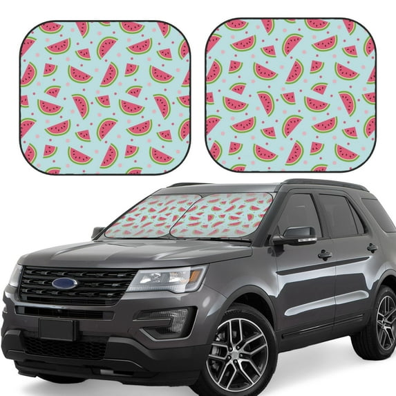Xecao Watermelon for Foldable Car Sun Shades (2-Pack) offer sun protection with an easy-fold design for convenient windshield shading.