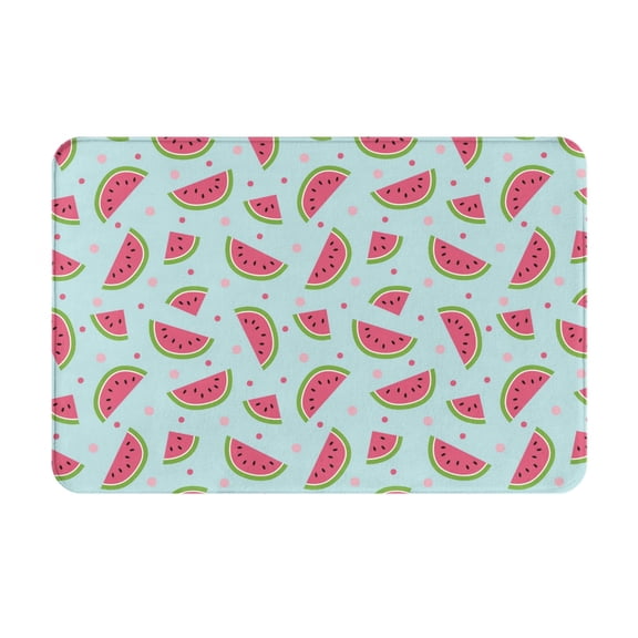 Xecao Watermelon print Flannel Mat: Non-slip, 16x24in. Ideal for kitchen, bedroom, bath & living room.