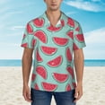 thumbnail image 1 of Xecao Watermelon print Hawaiian shirt - a stylish short-sleeve button-down for men, perfect for casual beach and tropical outings., 1 of 9