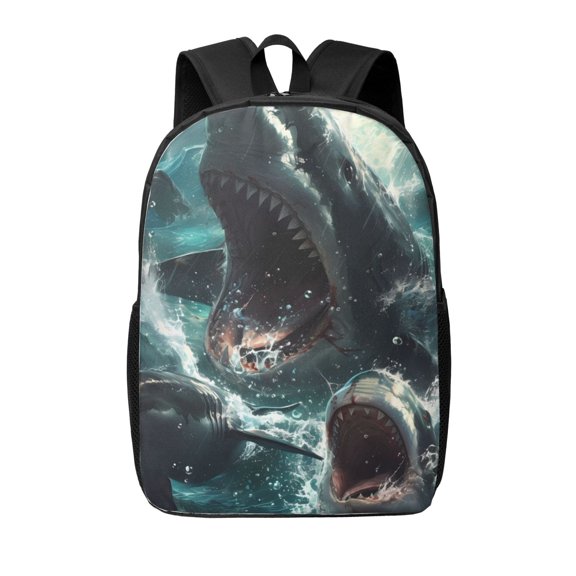 Xecao Wave Ocean Animal Shark print Travel Backpack, Large Computer Backpack for Men Women, College School Rucksack Book Bag