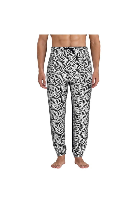 Weave Geometric Print Active Tech Joggers for Men, Mens Sweatpants Lounge Pants with Pockets-Medium