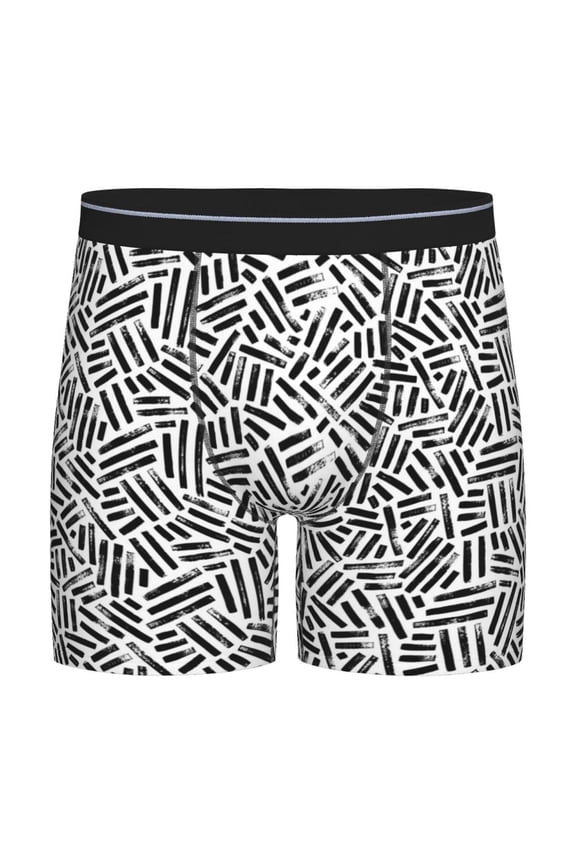 Weave Geometric Print Boxer Briefs for Men's Stretch Moisture-Wicking Underwear, Mid-Rise Classics breathable fabric