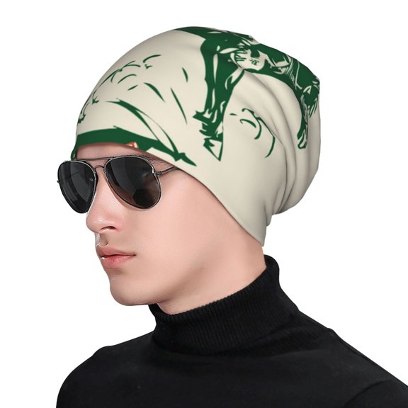 Xecao West Cowboys Print Beanie Knitted Hat for Men Women, Winter Fashion Knit Cuffed Caps Unisex