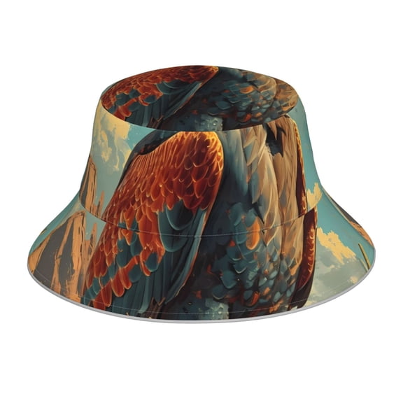 Xecao Western Desert Cactus Bald Eagle Print Men and Women Night Reflective Hat Runner Cap Visor Bucket Hat Boonie Cap